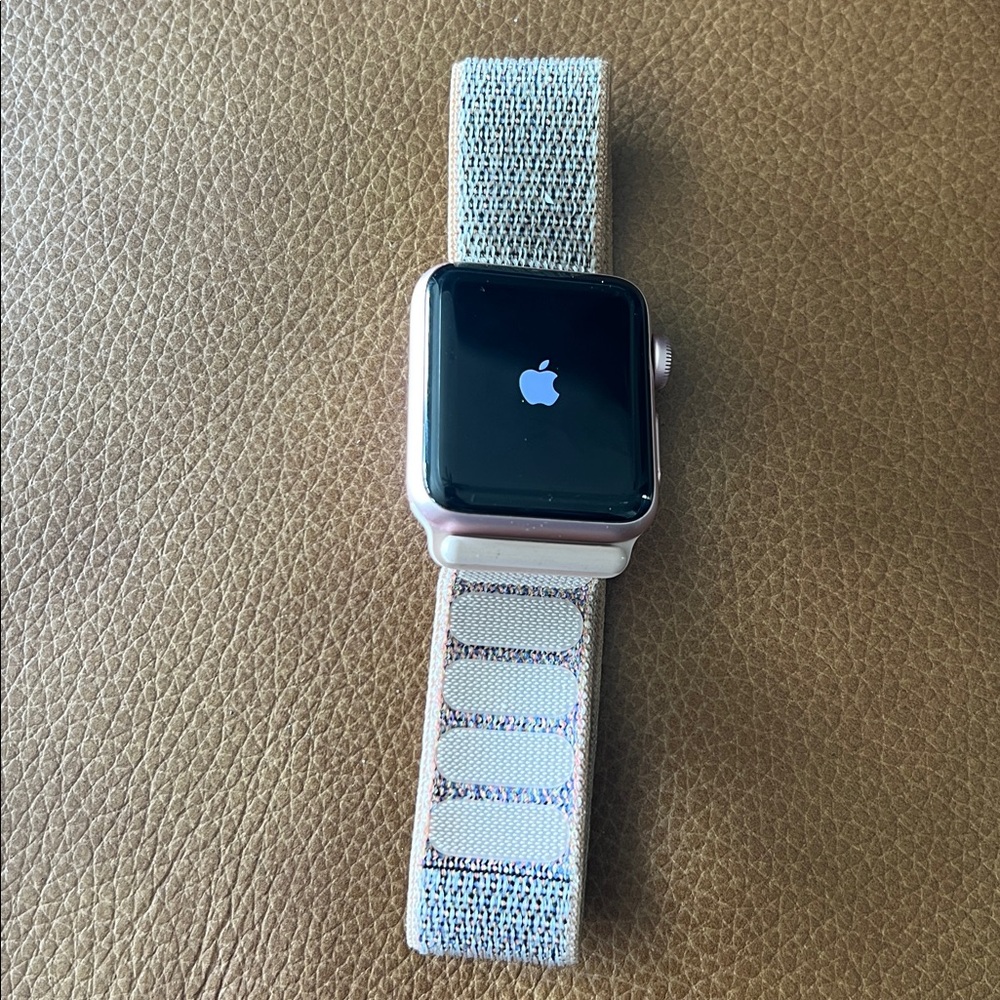 Apple Watch series 2 38mm rose gold.  pink Velcro band